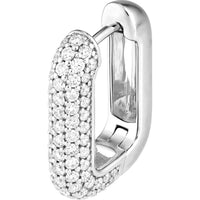 Olas d'Oro - 14K White Gold 3-Row Pave Diamond Paper Clip Huggies - 1.11 Carat Total Diamond Weight