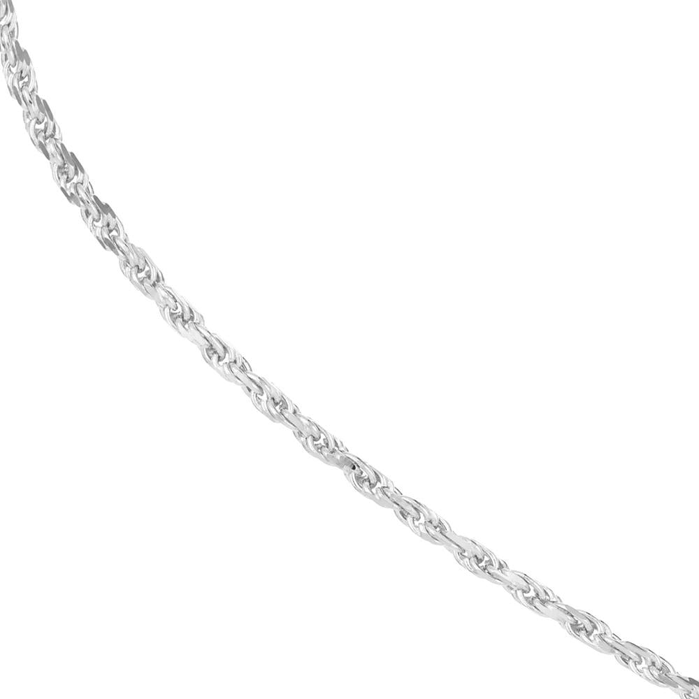 Olas d'Oro - 14K White Gold 30" Diamond-Cut Rope Chain Necklace with Lobster Clasp 1.05mm Width