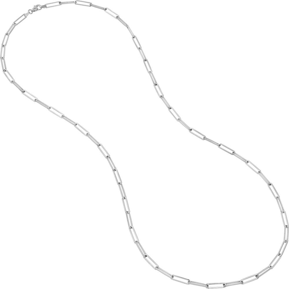 Olas d'Oro - 14K White Gold 30" Designer Long Link Chain Necklace - 24 Grams Weight