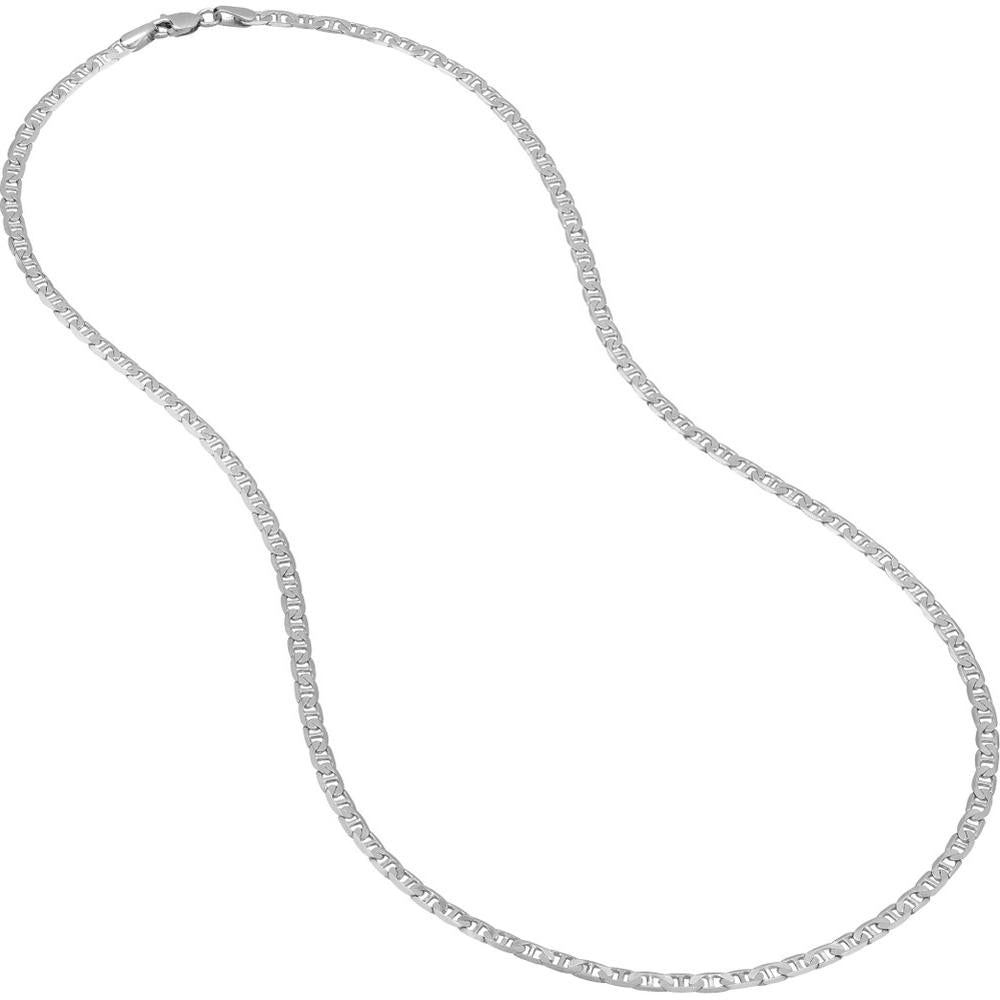 Olas d'Oro - 14K White Gold 30" Mariner Chain Necklace 3.00mm Width with Lobster Lock 13.21 Grams