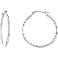 Olas d'Oro - 14K White Gold 30mm Polished Hoop Earrings