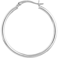 Olas d'Oro - 14K White Gold 30mm Polished Hoop Earrings