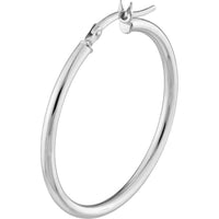 Olas d'Oro - 14K White Gold 30mm Polished Hoop Earrings