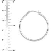 Olas d'Oro - 14K White Gold 30mm Polished Hoop Earrings