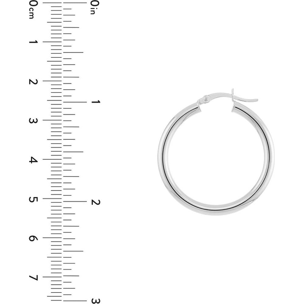 Olas d'Oro - 14K White Gold 30mm Polished Hoop Earrings