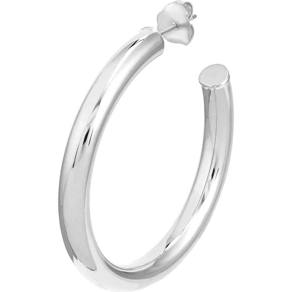 Olas d'Oro - 14K White Gold 35mm Tube Hoop Earrings - 3.49g Total Weight