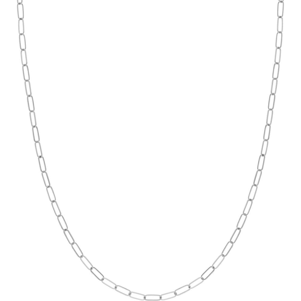 Olas d'Oro - 14K White Gold 3mm Paper Clip Chain Necklace - 16" with Lobster Clasp