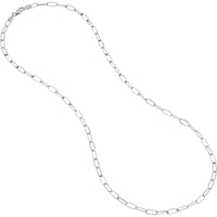 Olas d'Oro - 14K White Gold 3mm Paper Clip Chain Necklace - 16" with Lobster Clasp