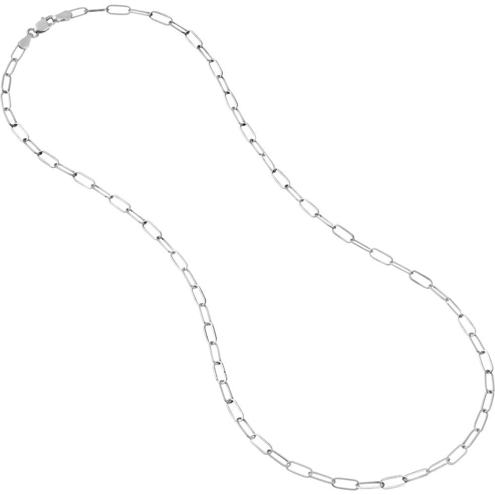 Olas d'Oro - 14K White Gold 3mm Paper Clip Chain Necklace - 16" with Lobster Clasp