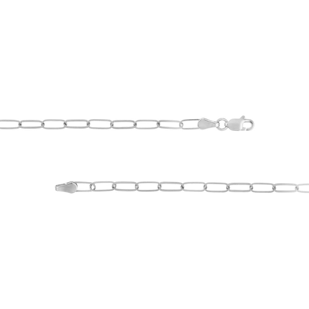 Olas d'Oro - 14K White Gold 3mm Paper Clip Chain Necklace - 16" with Lobster Clasp