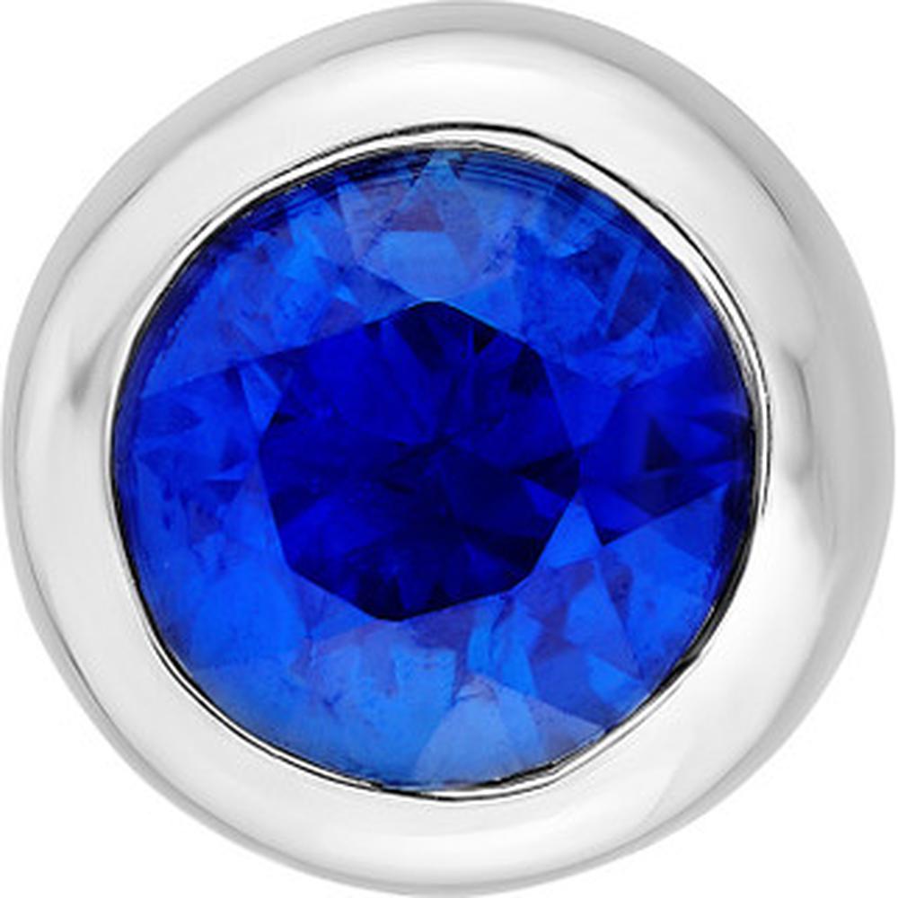 Olas d'Oro - 14K White Gold 3mm Round Blue Sapphire Stud Earrings - 0.30 Carat Total Sapphire Weight
