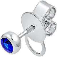 Olas d'Oro - 14K White Gold 3mm Round Blue Sapphire Stud Earrings - 0.30 Carat Total Sapphire Weight