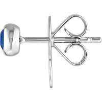 Olas d'Oro - 14K White Gold 3mm Round Blue Sapphire Stud Earrings - 0.30 Carat Total Sapphire Weight