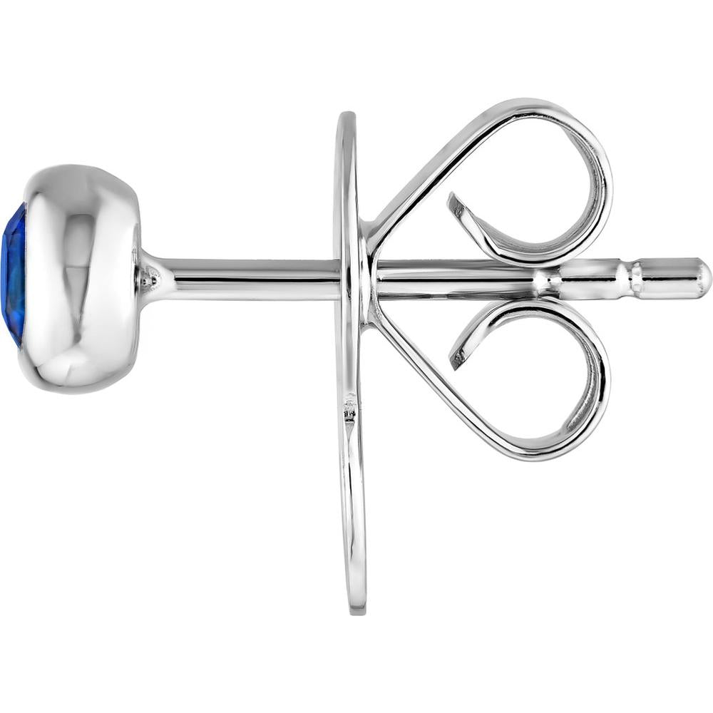 Olas d'Oro - 14K White Gold 3mm Round Blue Sapphire Stud Earrings - 0.30 Carat Total Sapphire Weight