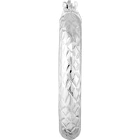 Olas d'Oro - 14K White Gold 3mm x 20mm Diamond-Cut Hoop Earrings - 1.35 Grams Total Weight