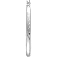 Olas d'Oro - 14K White Gold 3mm x 35mm Half Round Diamond-Cut Florentine Hoop Earrings