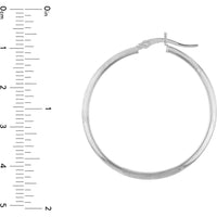 Olas d'Oro - 14K White Gold 3mm x 35mm Half Round Diamond-Cut Florentine Hoop Earrings