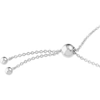 Olas d'Oro - 14K White Gold 3pt Mini Diamond Bezel Bolo Bracelet - 0.03 Carat Total Diamond Weight