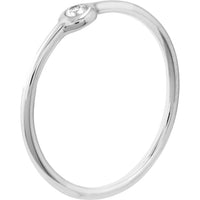 Olas d'Oro - 14K White Gold 3pt Round Diamond Bezel Ring - 0.03 Carat Diamond