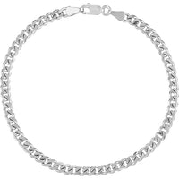 Olas d'Oro - 14K White Gold 4.20mm Curb Chain Bracelet with Lobster Clasp - 9.97g Total Weight