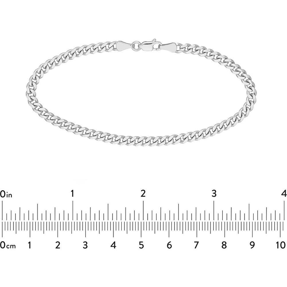 Olas d'Oro - 14K White Gold 4.20mm Curb Chain Bracelet with Lobster Clasp - 9.97g Total Weight