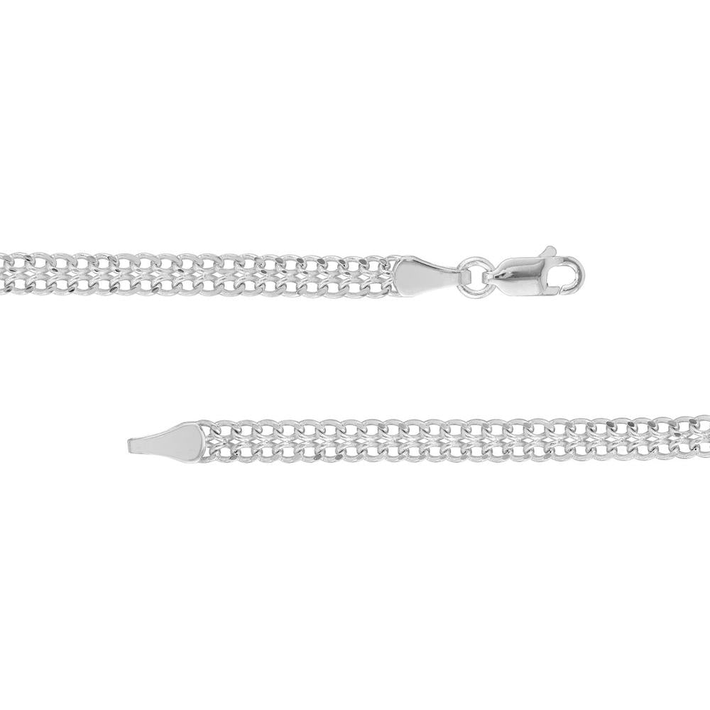 Olas d'Oro - 14K White Gold 4.3mm Diamond-Cut Curb Bismarck Chain Necklace - 16"