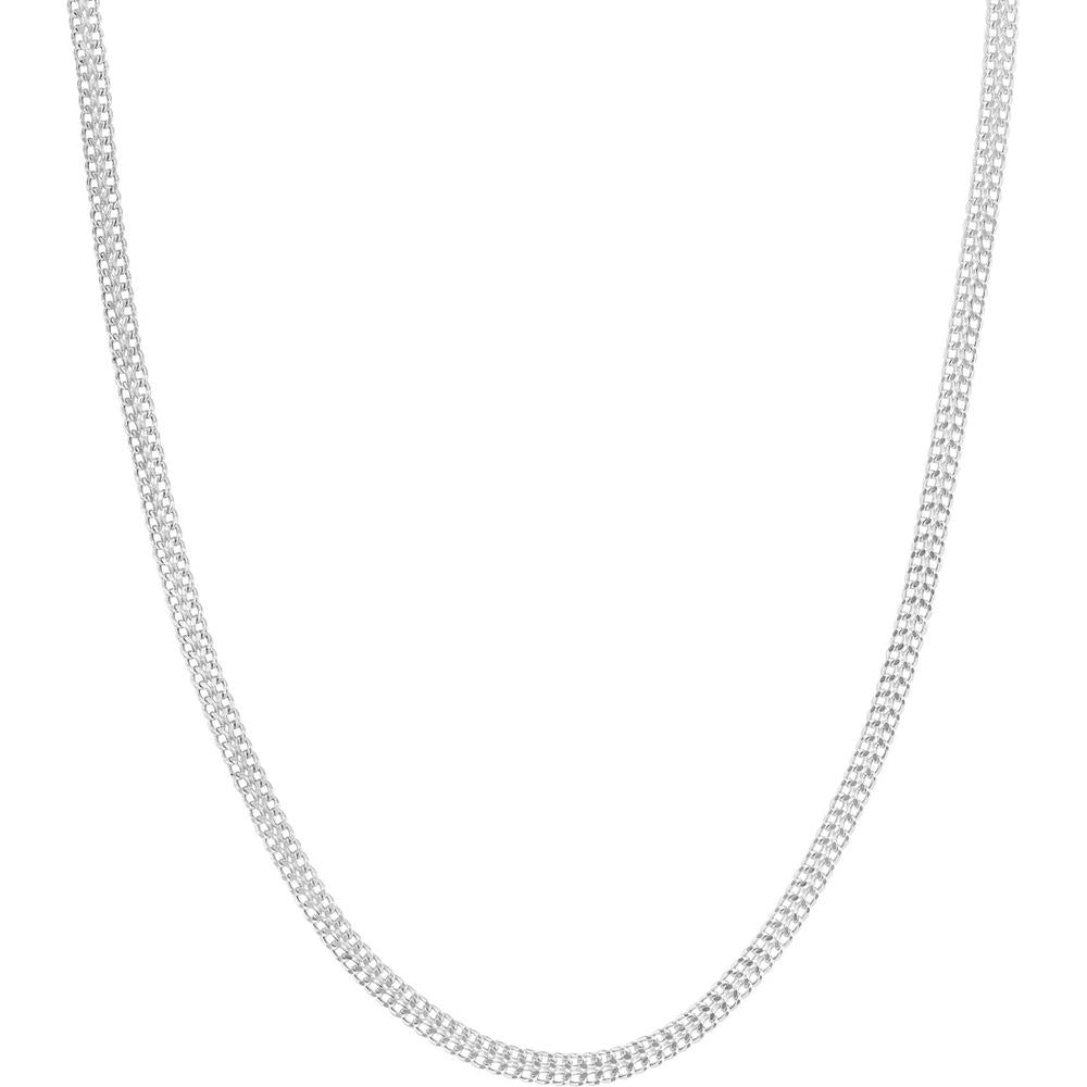 Olas d'Oro - 14K White Gold 4.3mm Diamond-Cut Curb Bismarck Chain Necklace - 18" Length