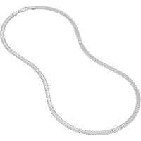 Olas d'Oro - 14K White Gold 4.3mm Diamond-Cut Curb Bismarck Chain Necklace - 18" Length