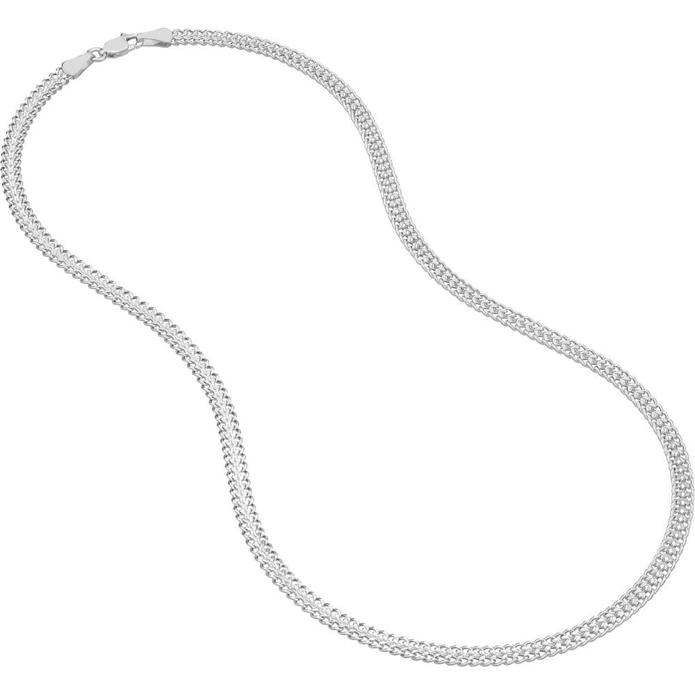 Olas d'Oro - 14K White Gold 4.3mm Diamond-Cut Curb Bismarck Chain Necklace - 18" Length