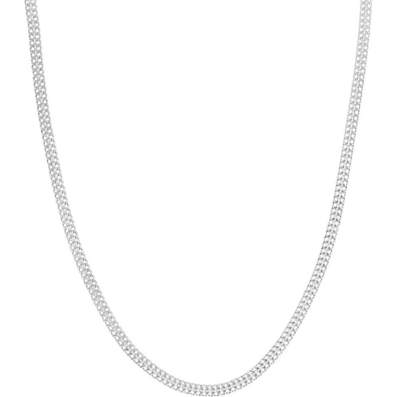 Olas d'Oro - 14K White Gold 4.3mm Diamond-Cut Curb Bismarck Chain Necklace - 20'' Length