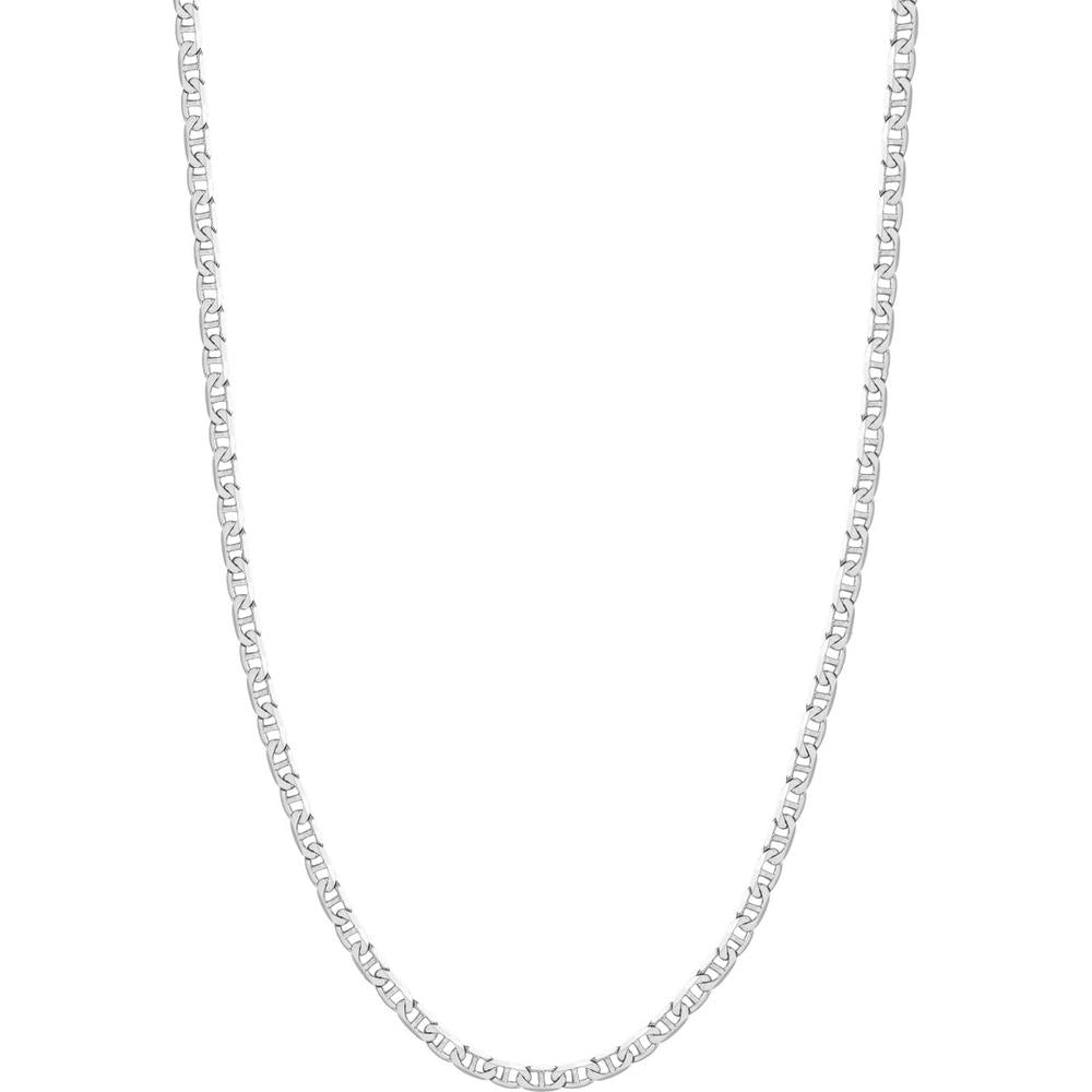 Olas d'Oro - 14K White Gold 4.40mm Mariner Chain Necklace - 30" with Lobster Lock