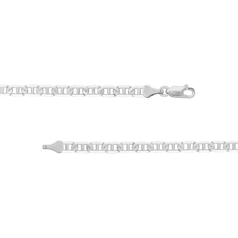 Olas d'Oro - 14K White Gold 4.40mm Mariner Chain Necklace with Lobster Lock - 24 Inches