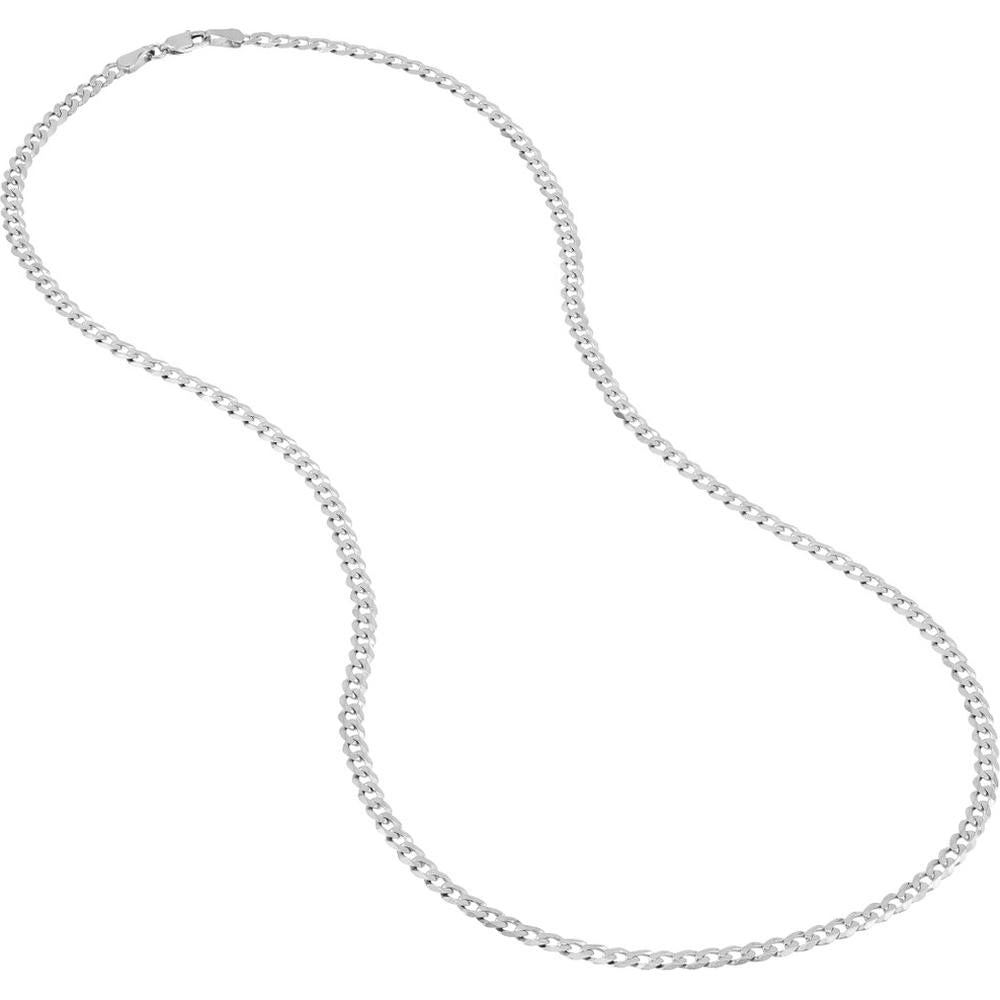 Olas d'Oro - 14K White Gold 4.50mm Curb Chain Necklace with Lobster Lock - 20''