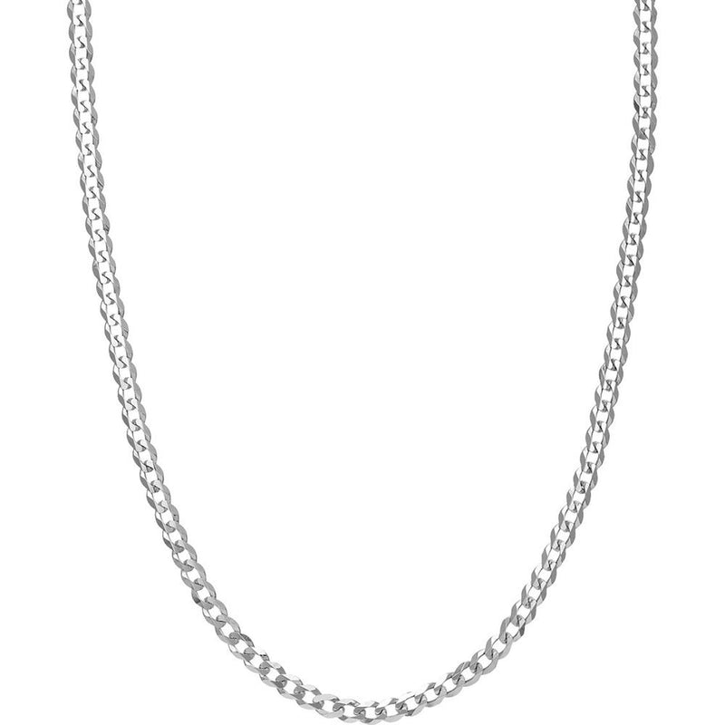 Olas d'Oro - 14K White Gold 4.95mm Curb Chain Necklace with Lobster Lock - 24'' Length