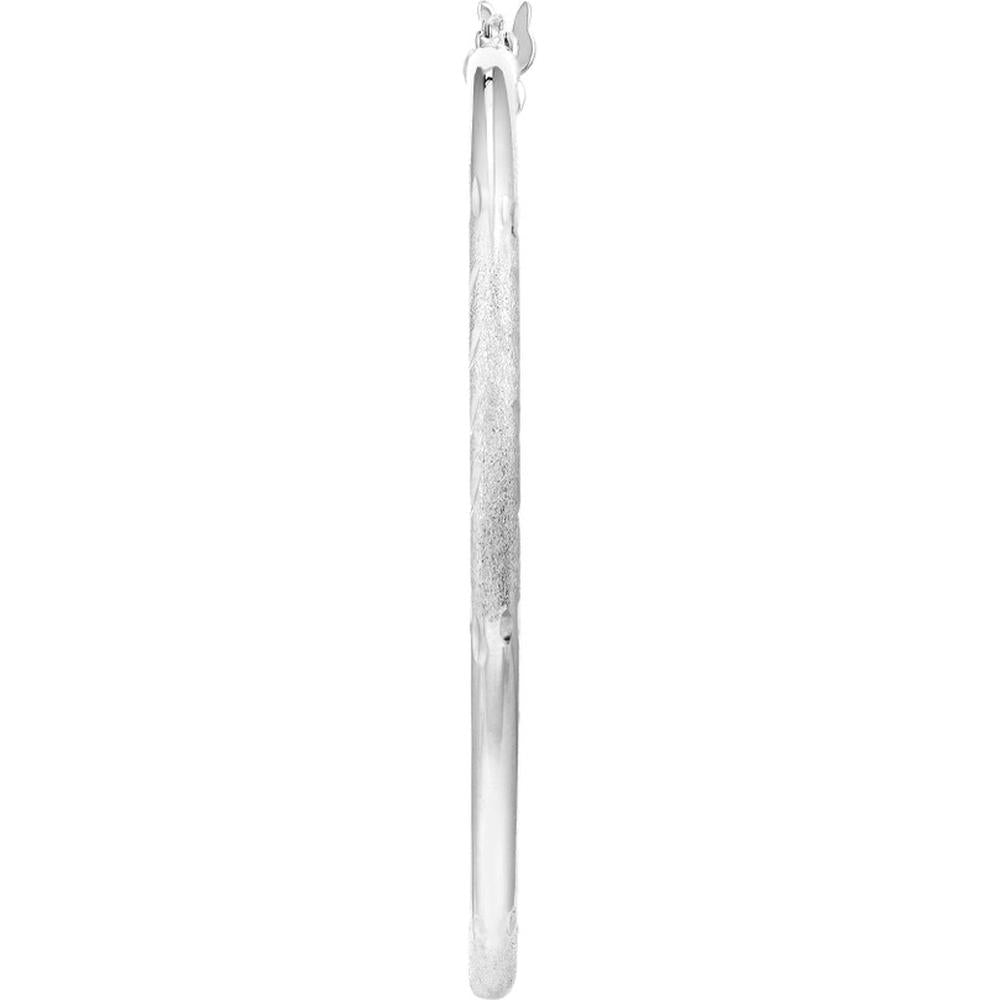 Olas d'Oro - 14K White Gold 40mm Diamond-Cut Florentine Hoop Earrings 2.00 Grams Total Weight