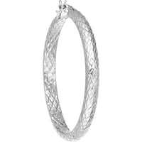 Olas d'Oro - 14K White Gold 40mm Diamond-Cut Hoop Earrings - 4.30g