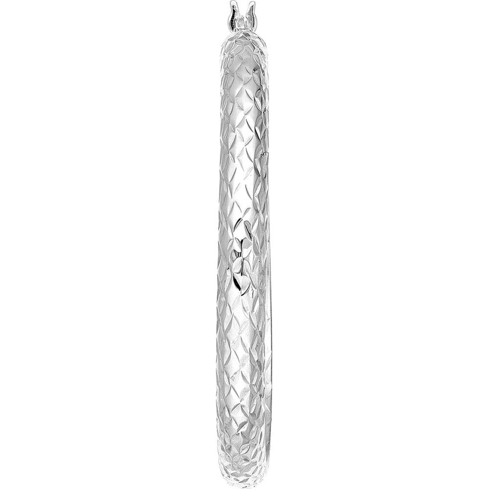 Olas d'Oro - 14K White Gold 40mm Diamond-Cut Hoop Earrings - 4.30g