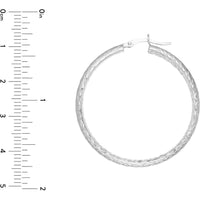Olas d'Oro - 14K White Gold 40mm Diamond-Cut Hoop Earrings - 4.30g