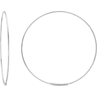 Olas d'Oro - 14K White Gold 40mm Endless Wire Hoop Earrings - Lightweight and Polished