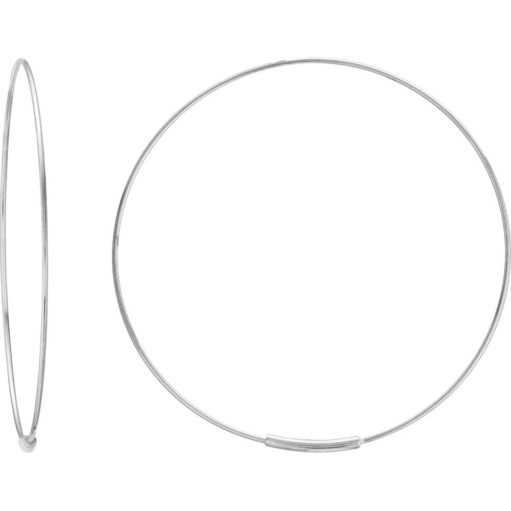 Olas d'Oro - 14K White Gold 40mm Endless Wire Hoop Earrings - Lightweight and Polished
