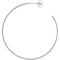 Olas d'Oro - 14K White Gold 40mm Hoop Earrings with Post & Nut Closure - 2.48g Total Weight