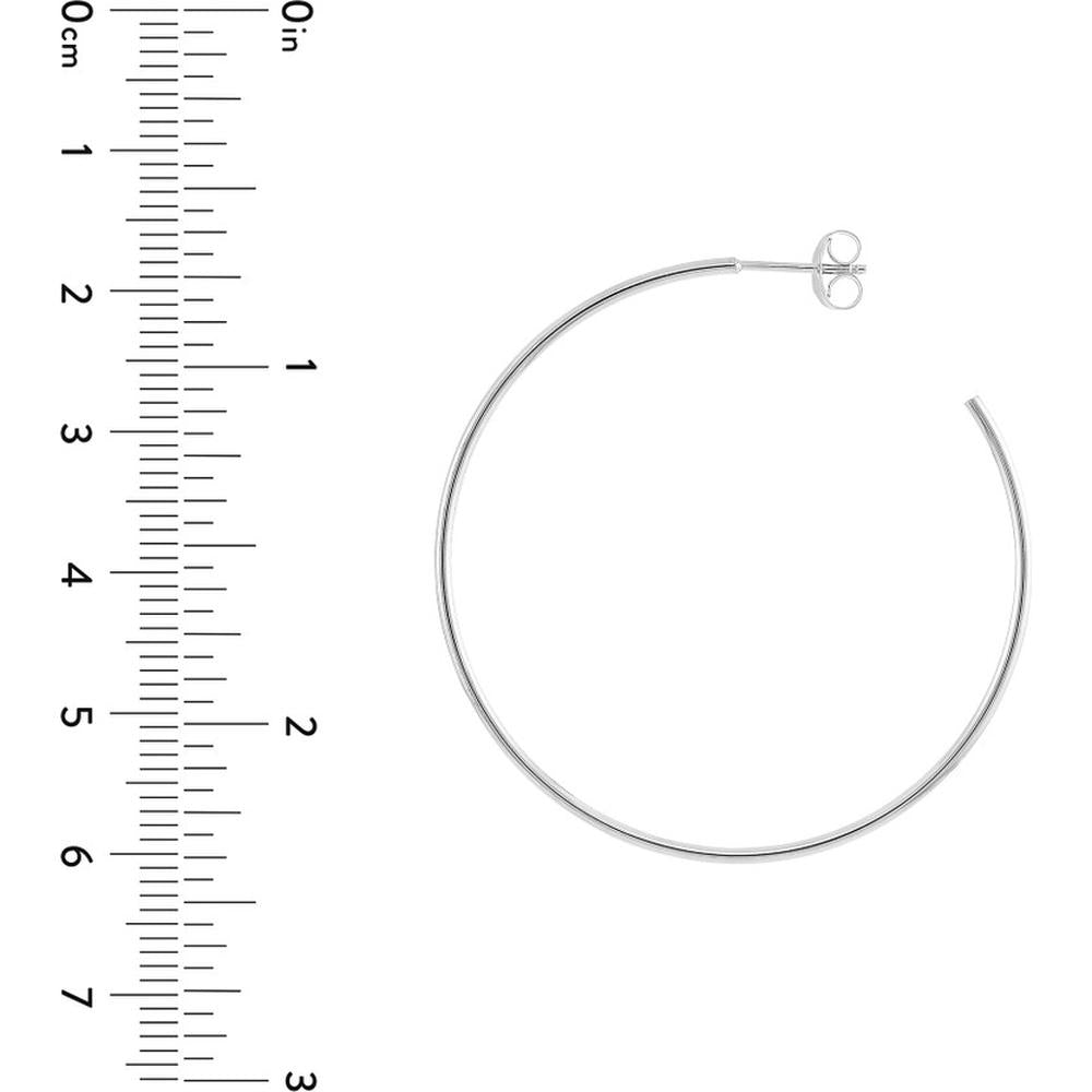 Olas d'Oro - 14K White Gold 40mm Hoop Earrings with Post & Nut Closure - 2.48g Total Weight