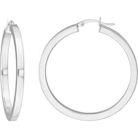 Olas d'Oro - 14K White Gold 40mm Square Tube Hoop Earrings - 4.00g Total Weight