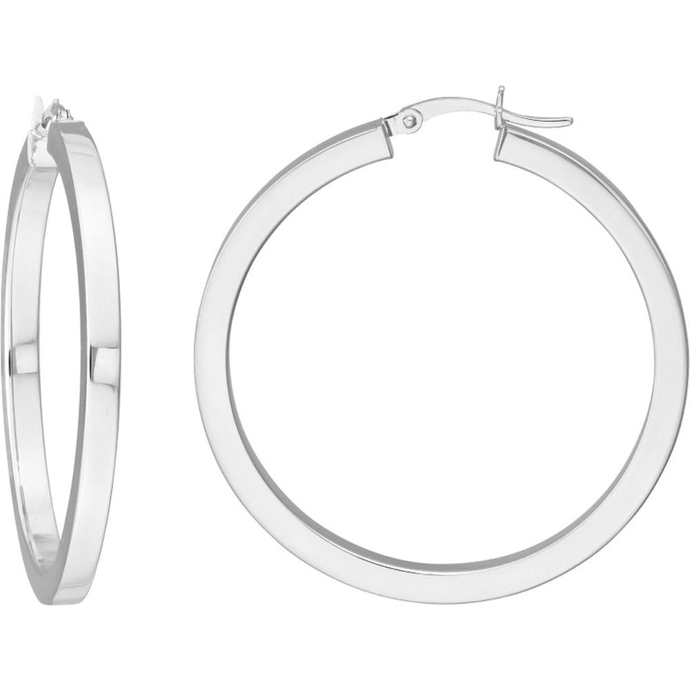 Olas d'Oro - 14K White Gold 40mm Square Tube Hoop Earrings - 4.00g Total Weight