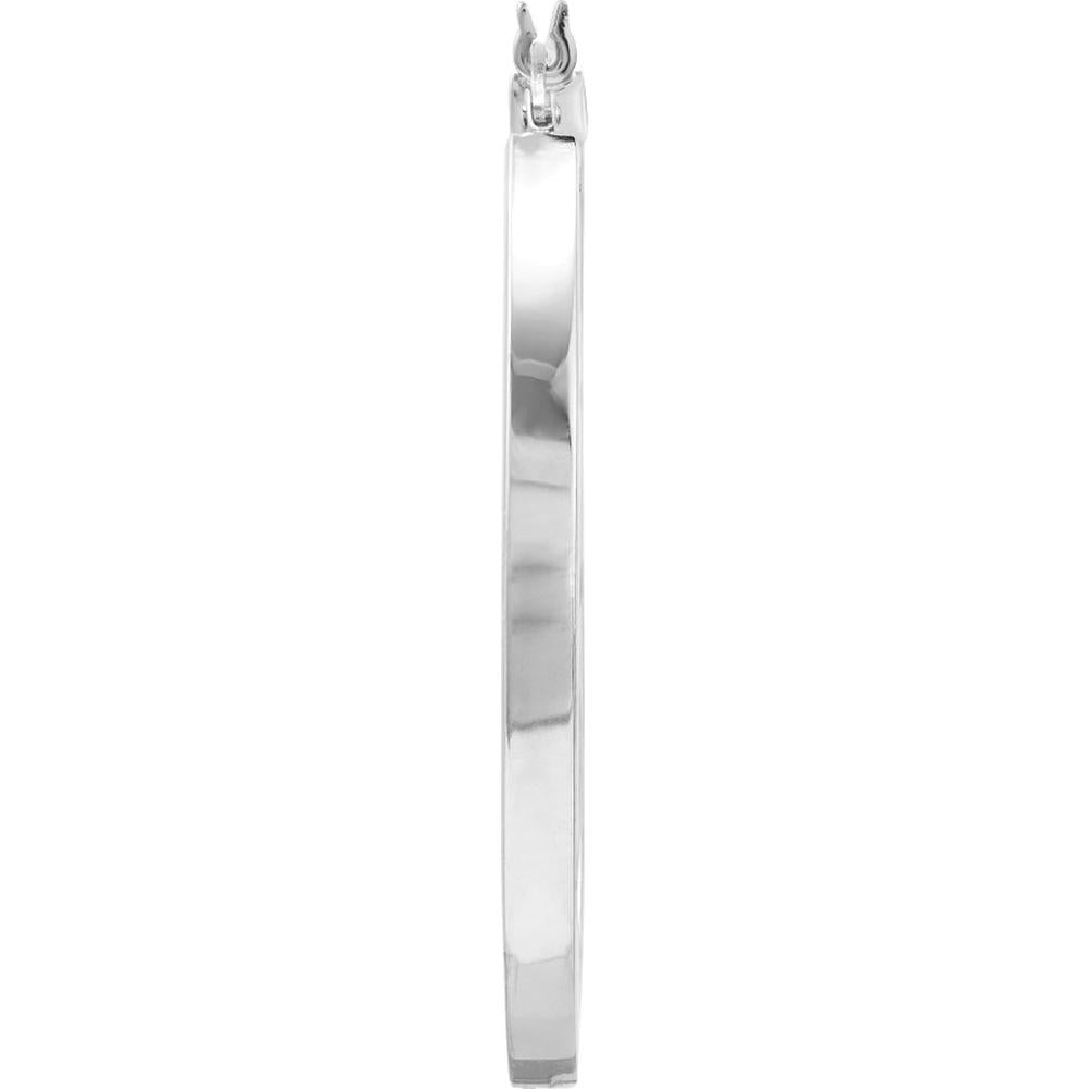 Olas d'Oro - 14K White Gold 40mm Square Tube Hoop Earrings - 4.00g Total Weight