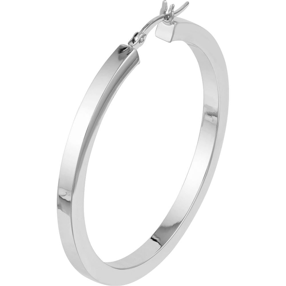 Olas d'Oro - 14K White Gold 40mm Square Tube Hoop Earrings - 4.00g Total Weight