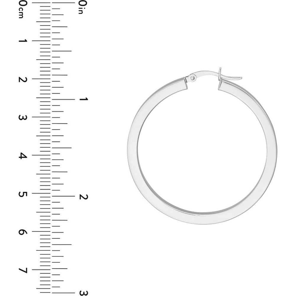 Olas d'Oro - 14K White Gold 40mm Square Tube Hoop Earrings - 4.00g Total Weight