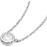 Olas d'Oro - 14K White Gold 4mm Diamond Bezel Necklace - 0.25 Carat Total Diamond Weight