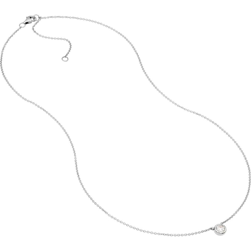 Olas d'Oro - 14K White Gold 4mm Diamond Bezel Necklace - 0.25 Carat Total Diamond Weight