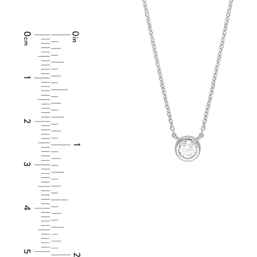 Olas d'Oro - 14K White Gold 4mm Diamond Bezel Necklace - 0.25 Carat Total Diamond Weight